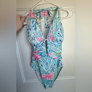 Lilly Pulitzer- Sink or Swim Lanai Halter one piece swimsuit